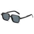 Classic retro square black sunglasses with silver rivet detail and dark grey lenses - Black Frame Grey Lens