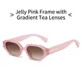 Irregular jelly pink frame sunglasses with gradient tea lenses and silver metal detail - Jelly Pink Frame Gradient Tea Lens
