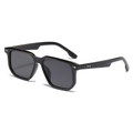 Square black sunglasses with silver arrow rivets and dark grey lenses for men and women - Regular / Black Frame Grey Lens