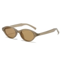 Retro translucent brown cat-eye sunglasses with oval frames and silver metal rivets - Jelly Tea Frame Tea Lens