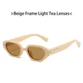 2025 modern irregular sunglasses with beige frames and light brown lenses for women - Beige Frame Light Tea Lens