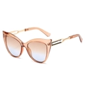 Occhiali da sole cat-eye con montatura ambra, lenti sfumate e aste in metallo oro - Regolare / Montatura Champagne Lenti Blu Tè
