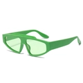 Gafas de sol verdes oversize geométricas con montura texturizada para un estilo retro chic - Régulier / Montura Verde / Lentes Verdes