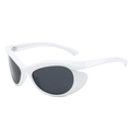 Futuristic white cat-eye sunglasses for women with thick frames and dark grey lenses - Regular / Standard (Incl. 13% VAT Invoice) White Frame Full Gray Lenses