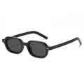 Gafas de sol ovales negras clásicas con montura brillante y remaches de plata - Montura Negra Lentes Grises
