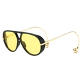 Lunettes de soleil aviateur avec monture noire, verres jaunes et branches dorées - Monture Noire Verres Jaunes