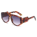 2025 trendy oversized tortoise sunglasses with wide geometric temples and purple gradient lenses - Red Tortoise Frame Double Gray Lens