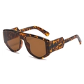 Vintage oversized sunglasses with geometric tortoise frames and brown lenses for women - Leopard Frame Brown Lens