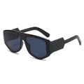 Modern oversized shield sunglasses with thick black frames and dark blue gradient lenses - Black Frame Grey Lens