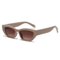 Modern khaki cat eye sunglasses with brown gradient lenses and gold metal accents - Regular / Standard (Incl. 13% VAT) Khaki Frame Double Tea Lenses