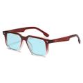 Square gradient red sunglasses with light blue lenses and silver rivet detailing - Regular / Standard (Incl. 13% VAT Invoice) Gradient Red Frame with Blue Lenses
