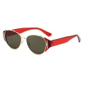 Retro women's square sunglasses with red translucent temples and gold metal frames - Regular / Regular (Incl. 13% VAT) Red Legs Dark Green Lenses