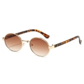 Oval retro sunglasses with gold metal frame, brown gradient lenses and tortoiseshell arms - Regular / Standard (Incl. 13% VAT) Gold Frame with Gradient Brown Lenses