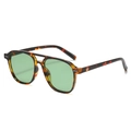 Klassische Pilotenbrille in Schildpatt-Optik mit grünen Gläsern und Doppelsteg-Design - Leopard Rahmen Dunkelgrüne Gläser