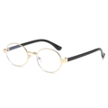 Retro oval metal sunglasses with gold frames and black temples for a vintage look - Regular / Standard Gold Frame with Clear Lenses