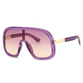 Occhiali da sole oversize sfumati viola con dettagli in metallo dorato sulle stanghette - Montatura Viola Lenti Viola Rosa