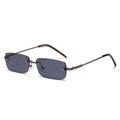 Rimless rectangle sunglasses with gunmetal frame and dark grey lenses for fashion - Gunmetal Frame Grey Lens
