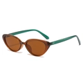 Gafas de sol retro de ojo de gato con montura marrón y patillas verdes en contraste - Régulier / Montura de Té Lentes de Té Patas Verdes
