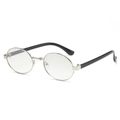 Retro oval cat-eye sunglasses with silver metal frames and black temples for women - Regular / Regular (Incl. 13% VAT) Silver Frame with Light Mirrored Lenses