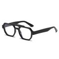 Moderne Doppelsteg-Pilotenbrille mit schwarzem geometrischem Rahmen und Vintage-Texturen - Glänzend schwarzer Rahmen / Klare Gläser