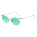 Steampunk sunglasses with emerald green lenses, gold frames and silver wavy top bar - Silver Frame / Gradient Green Lens