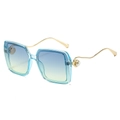 Gafas de sol cuadradas para mujer con lentes degradadas azul-amarillo y detalles perlas - Montura Azul Lente Azul Amarilla