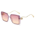 Schicke Damen Übergroße Quadratische Sonnenbrille mit Goldrahmen und Farbverlauf - Violetter Rahmen Violett Rosa Gläser