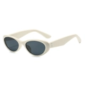 Lunettes de soleil ovales beige crème avec verres foncés pour femmes, mode tendance 2025 - Monture Blanc Cassé Verres Gris