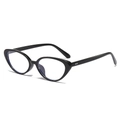 Chic black cat eye glasses with anti-blue light clear lenses and silver rivet details - Regular / Black Frame Clear Lens