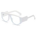Fashionable oversized white frame glasses with anti-blue light lenses and thick temples - White