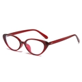 Fashionable translucent red cat eye sunglasses with silver rivets on frame - Regular / Red Frame White Lens