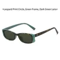 Schicke schmale Sonnenbrille mit Leopardenmuster, grünem Rahmen und dunkelgrünen Gläsern - Leopard Innenring Grüner Rahmen Dunkelgrüne Linsen