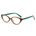 Chic cat eye sunglasses featuring transparent amber frames and emerald green temples - Regular / Tea Frame Green Legs Clear Lens