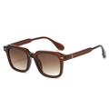 Fashionable square tortoise shell sunglasses with gradient lenses and gold rivets - Tea Frame Gradient Tea Lens