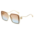 Vintage Damen-Sonnenbrille mit quadratischem Rahmen in Creme und Perlenverzierung am Bügel - Beigefarbener Rahmen Braun Blaue Linsen