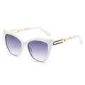 White cat-eye sunglasses with purple gradient lenses and hollow golden metal temples - Regular / White Frame with Double Grey Lenses (Incl. 13% VAT)