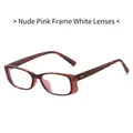 Rosafarbene quadratische Sonnenbrille mit klaren Blaulichtschutz-Gläsern für Damen und Herren - Nude Rosa Rahmen Klare Linsen