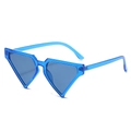 Modern transparent blue triangle sunglasses with geometric frame and hip hop style - Regular / Blue Frame Blue Grey Gradient Lens