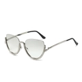 Fashionable half-rim cat eye sunglasses with gradient lenses and white pearl embellishments - Regular / Regular (Inc. 13% VAT) Silver Frame Silver Mirror Lenses