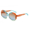 Ovale Verlaufs-Sonnenbrille mit orange-blauen Gläsern und UV-Schutz für Damen und Herren - Orange Blau Rahmen Braun Blau Linse