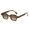 Retro-Sonnenbrille mit Leopardenmuster, braunen Verlaufsgläsern und geometrischem Rahmen - Leopardenmuster Rahmen Doppeltee-Linse
