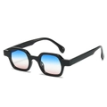 Fashionable rectangle sunglasses with thick black PC frames and blue pink gradient lenses - Black Frame Blue Pink Gradient Lens