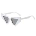 Futuristic white geometric triangle sunglasses with dark grey lenses for women - White Frame Gray Lens