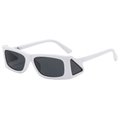 Lunettes de soleil rétro futuristes rectangulaires blanches avec verres foncés et protections - Standard / Monture Blanche Verres Gris