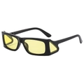 Fashionable rectangle sunglasses with black thick frames and vibrant yellow lenses - Regular / Black Frame Yellow Lens