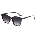 Gafas de sol ovales modernas con montura negra, lentes degradadas y patillas de madera - Montura Negra Lente Gris Doble