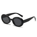 Lunettes de soleil ovales modernes avec monture noire vintage et verres de protection UV - Monture Noire Verres Gris