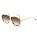 Retro pilot square sunglasses with gold metal frame and brown gradient lenses for women - Gold Frame Gradient Tea Lens