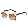 Lunettes de soleil carrées à la mode avec monture bicolore or et écaille et verres bruns - Standard / Régulier (TVA 13 % incluse) monture léopard doré verres double marron