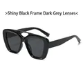 Gafas de sol cuadradas de doble puente con montura negra brillante y cristales grises - Montura Negro Brillante Lente Gris